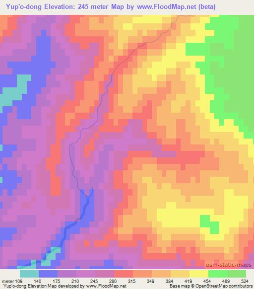 Yup'o-dong,North Korea Elevation Map
