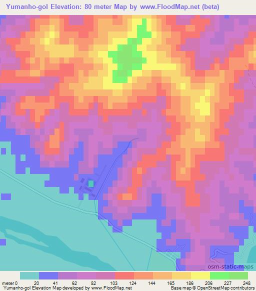 Yumanho-gol,North Korea Elevation Map
