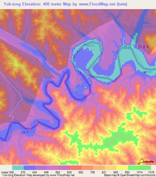 Yuk-tong,North Korea Elevation Map