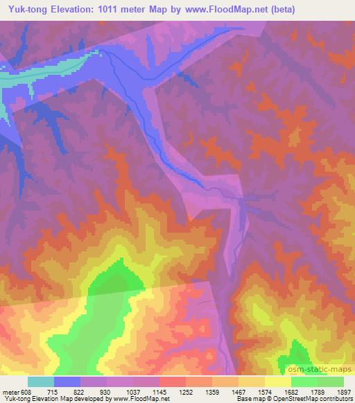 Yuk-tong,North Korea Elevation Map