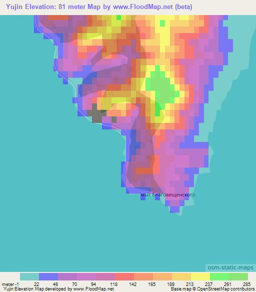 Yujin,North Korea Elevation Map