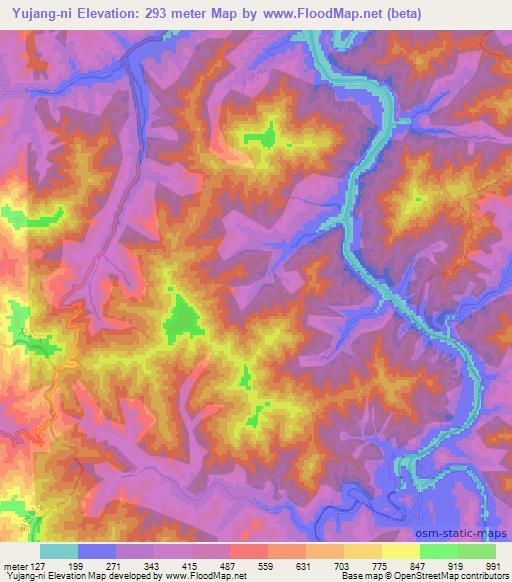 Yujang-ni,North Korea Elevation Map