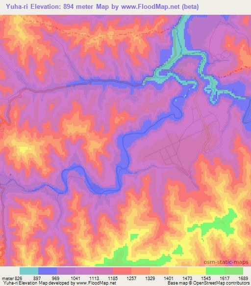 Yuha-ri,North Korea Elevation Map