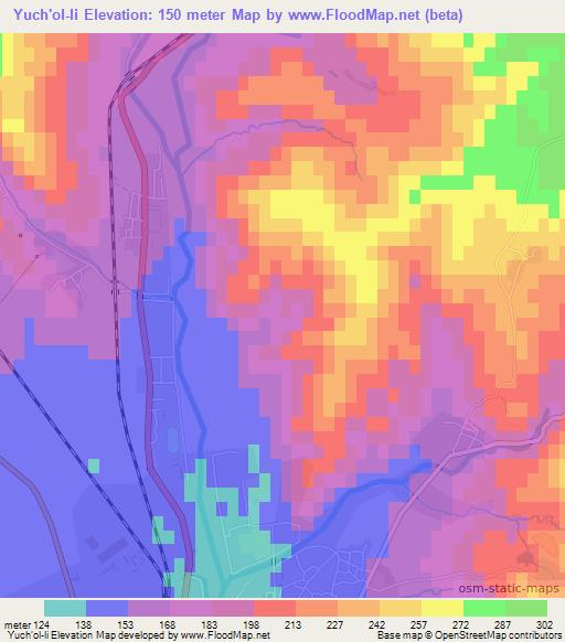 Yuch'ol-li,North Korea Elevation Map