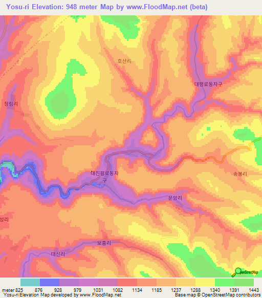 Yosu-ri,North Korea Elevation Map