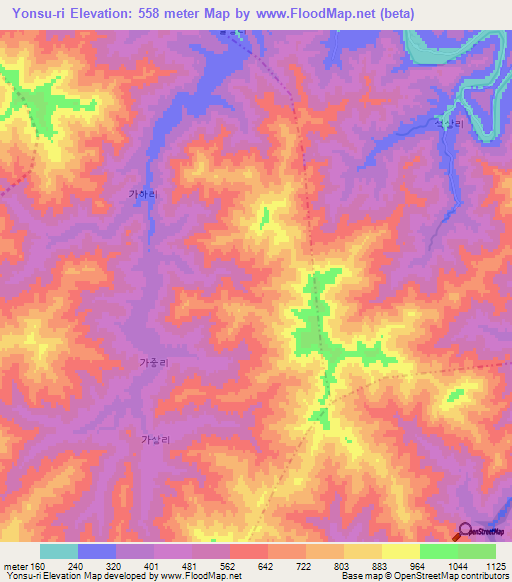 Yonsu-ri,North Korea Elevation Map