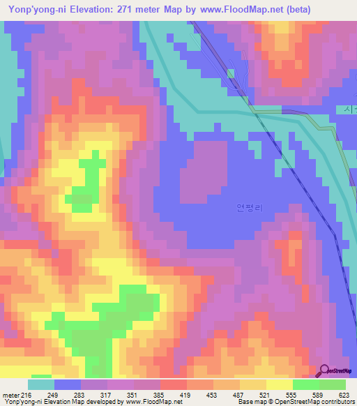 Yonp'yong-ni,North Korea Elevation Map