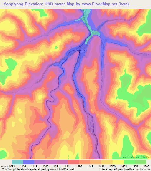 Yonp'yong,North Korea Elevation Map