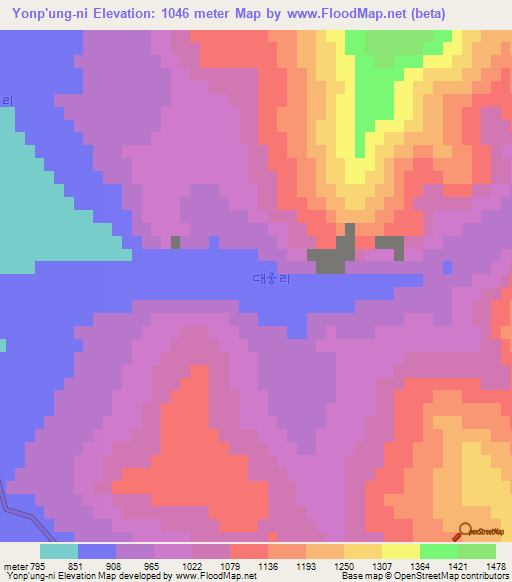 Yonp'ung-ni,North Korea Elevation Map
