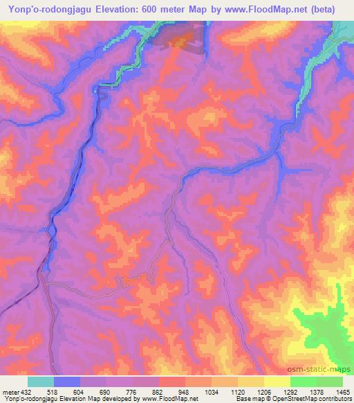 Yonp'o-rodongjagu,North Korea Elevation Map