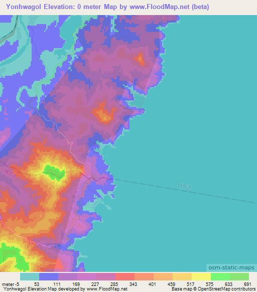 Yonhwagol,North Korea Elevation Map