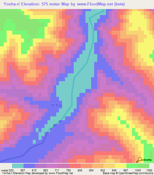 Yonha-ri,North Korea Elevation Map