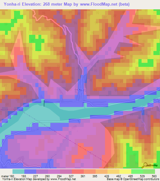 Yonha-ri,North Korea Elevation Map