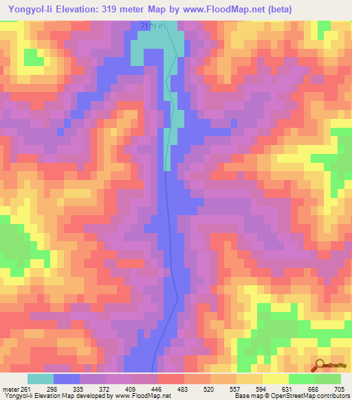 Yongyol-li,North Korea Elevation Map