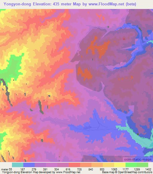 Yongyon-dong,North Korea Elevation Map