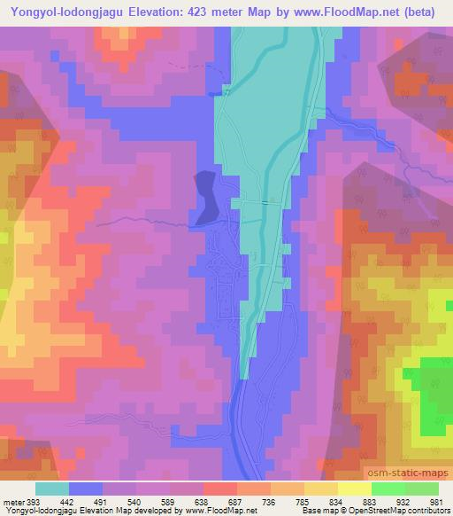 Yongyol-lodongjagu,North Korea Elevation Map