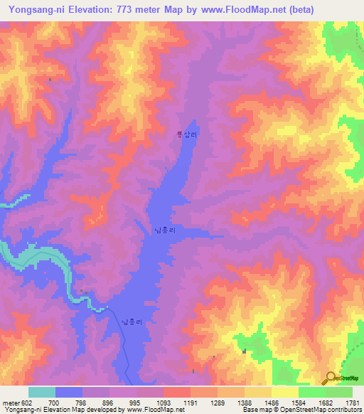 Yongsang-ni,North Korea Elevation Map