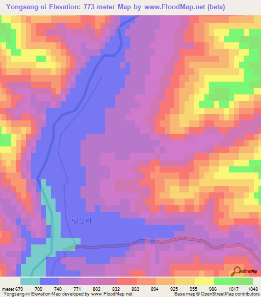 Yongsang-ni,North Korea Elevation Map