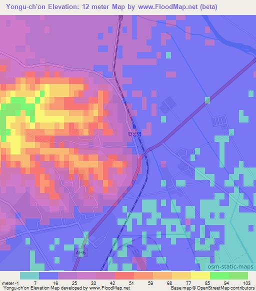 Yongu-ch'on,North Korea Elevation Map