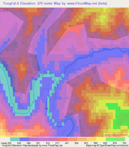 Yongt'al-li,North Korea Elevation Map