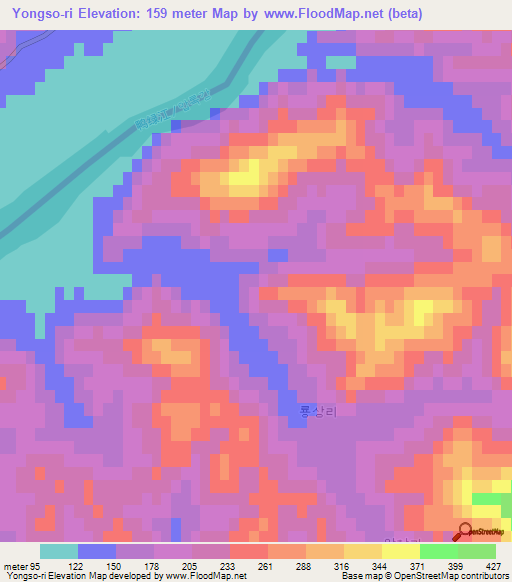 Yongso-ri,North Korea Elevation Map