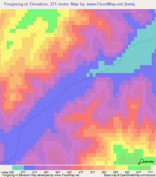 Yongsong-ni,North Korea Elevation Map
