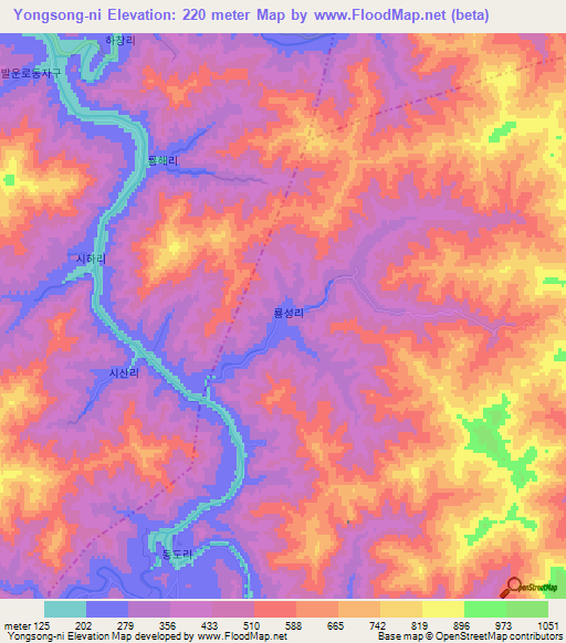 Yongsong-ni,North Korea Elevation Map