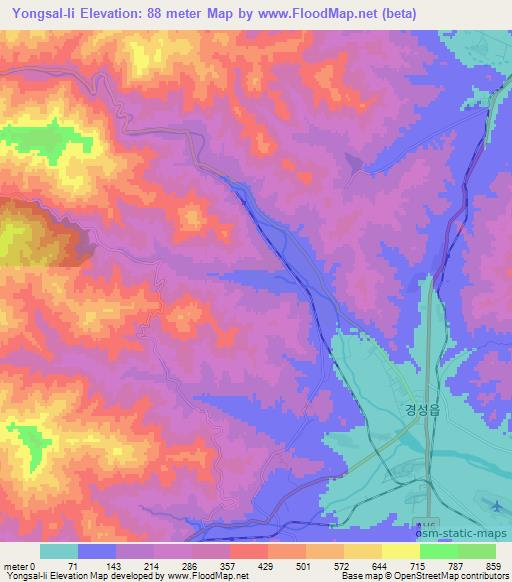 Yongsal-li,North Korea Elevation Map