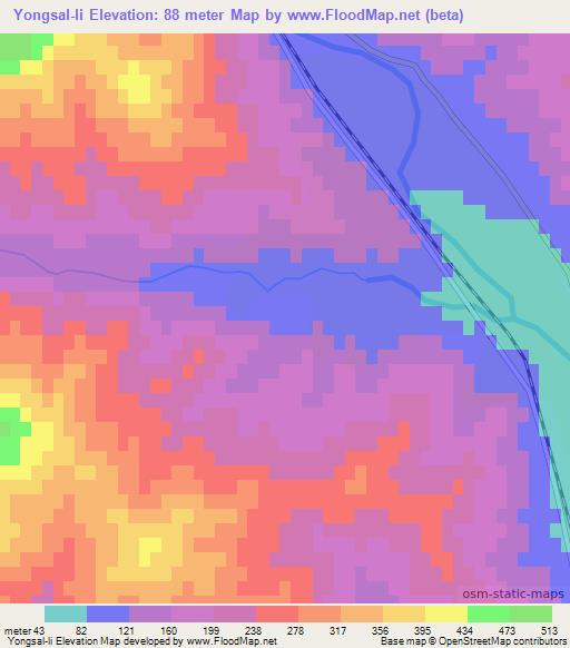 Yongsal-li,North Korea Elevation Map