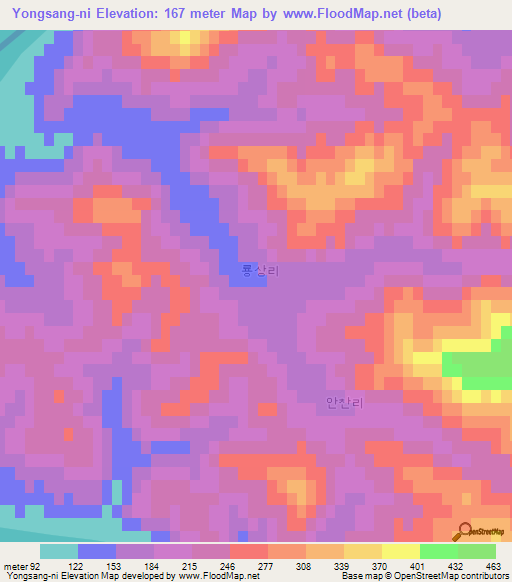 Yongsang-ni,North Korea Elevation Map