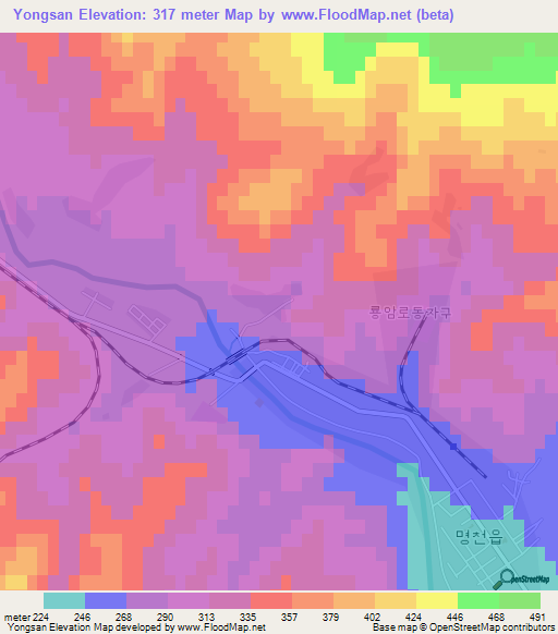 Yongsan,North Korea Elevation Map