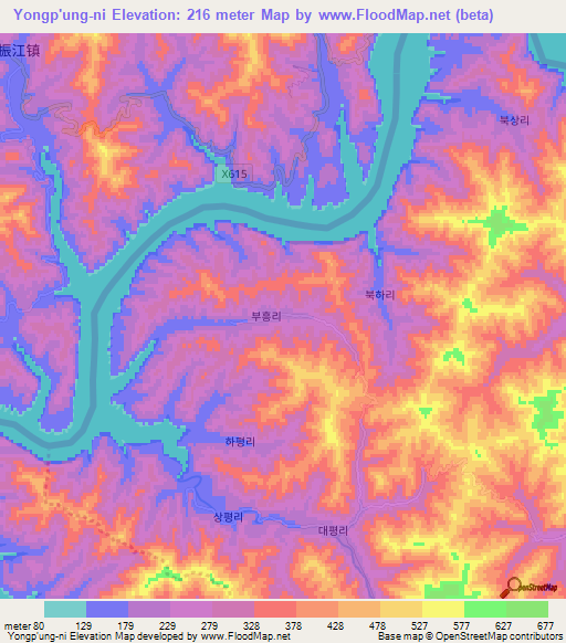 Yongp'ung-ni,North Korea Elevation Map