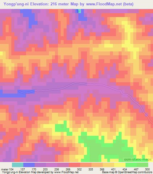Yongp'ung-ni,North Korea Elevation Map