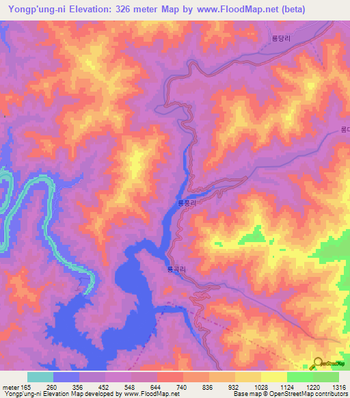 Yongp'ung-ni,North Korea Elevation Map