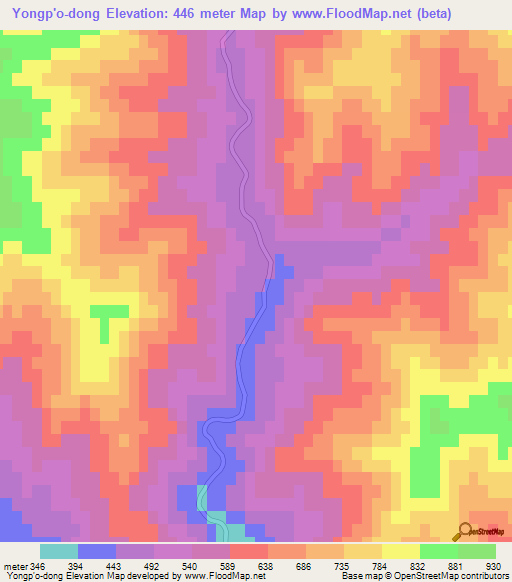 Yongp'o-dong,North Korea Elevation Map
