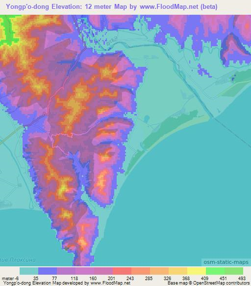 Yongp'o-dong,North Korea Elevation Map