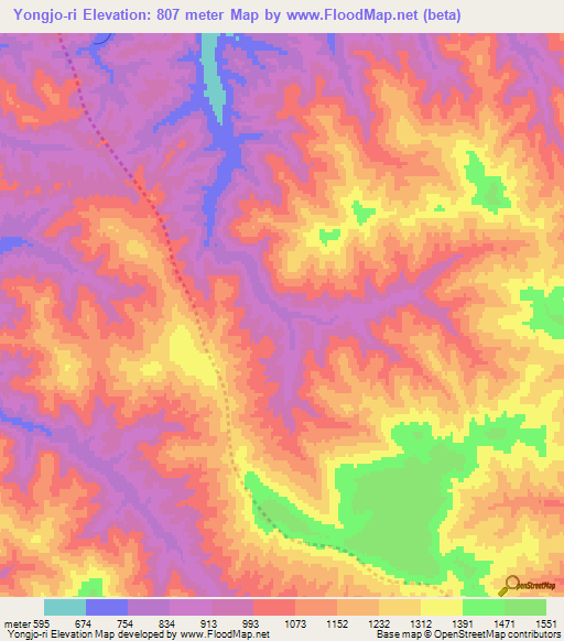 Yongjo-ri,North Korea Elevation Map