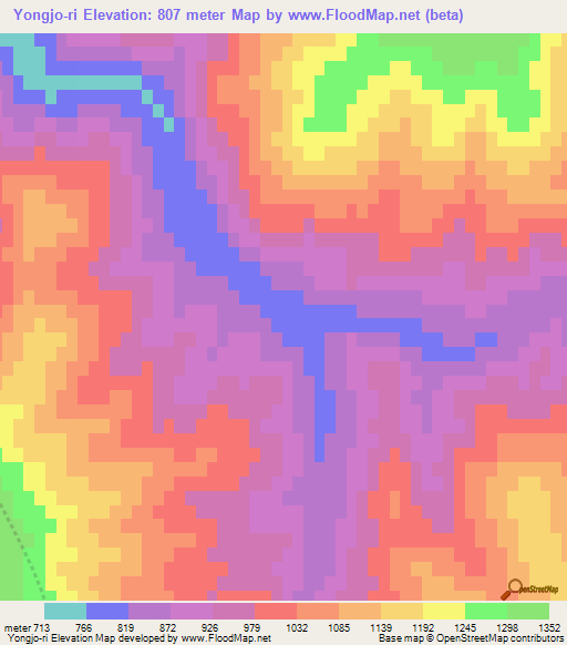 Yongjo-ri,North Korea Elevation Map