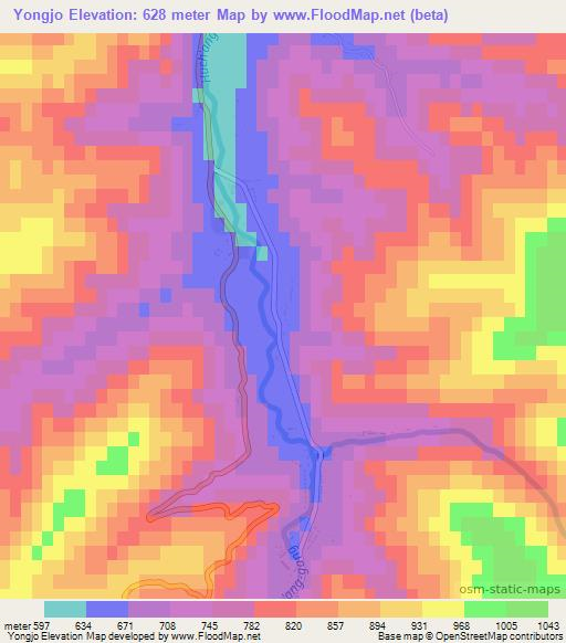 Yongjo,North Korea Elevation Map