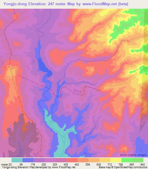 Yongjo-dong,North Korea Elevation Map