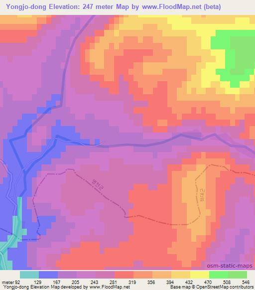 Yongjo-dong,North Korea Elevation Map