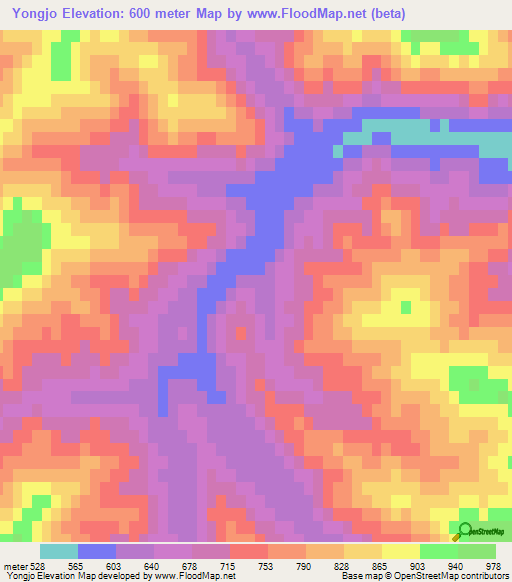 Yongjo,North Korea Elevation Map