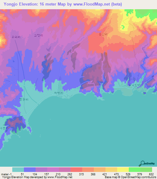 Yongjo,North Korea Elevation Map