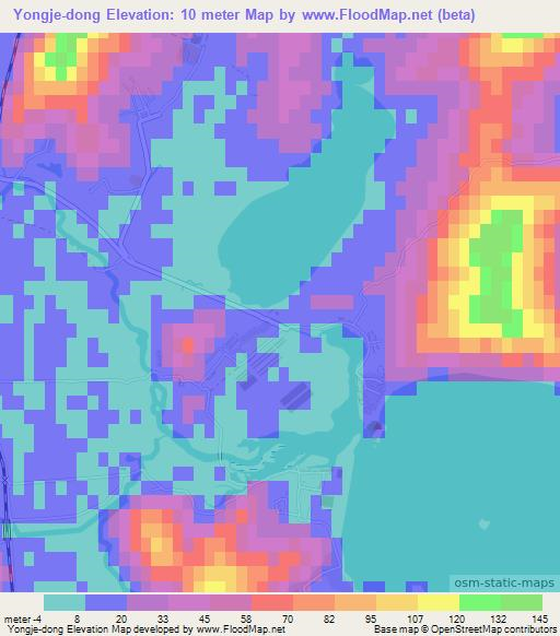 Yongje-dong,North Korea Elevation Map