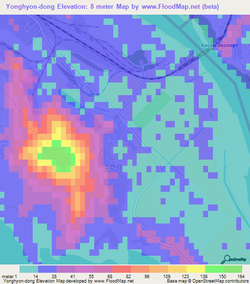 Yonghyon-dong,North Korea Elevation Map
