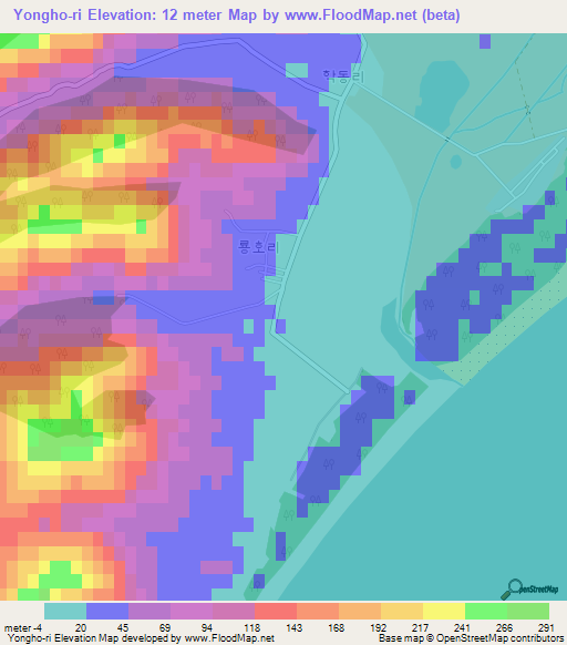 Yongho-ri,North Korea Elevation Map
