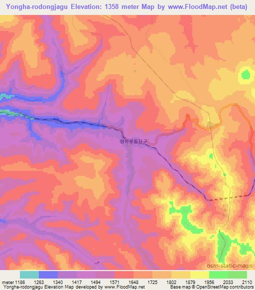 Yongha-rodongjagu,North Korea Elevation Map