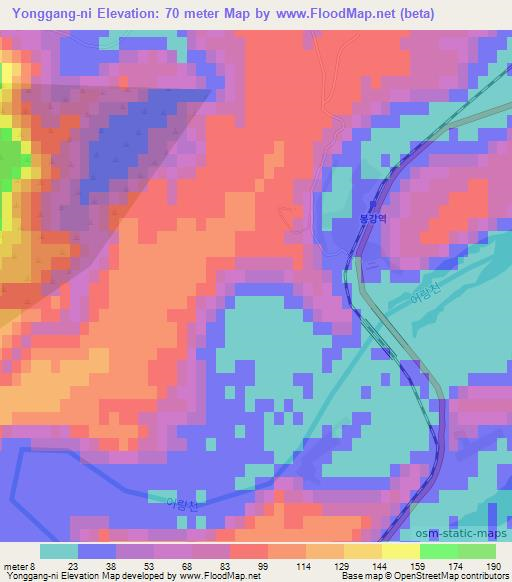 Yonggang-ni,North Korea Elevation Map