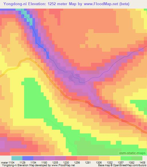 Yongdong-ni,North Korea Elevation Map