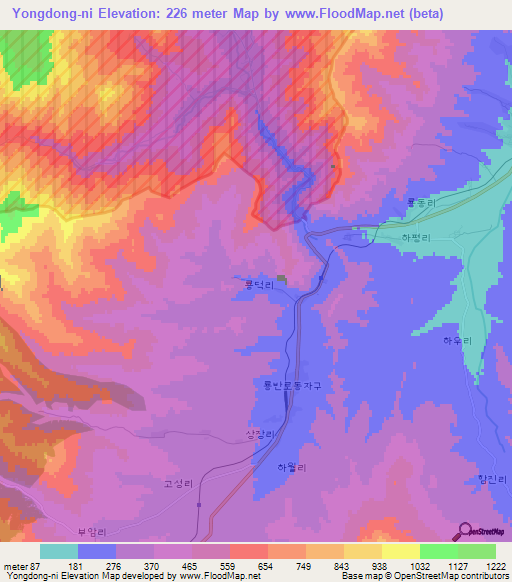 Yongdong-ni,North Korea Elevation Map
